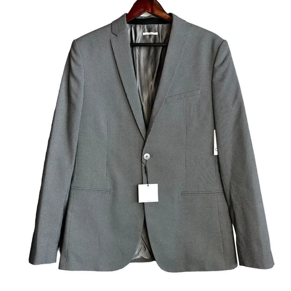 NEW CALVIN KLEIN Blazer Mens Size Medium Sport Coat Black White Jacket Micro Dot